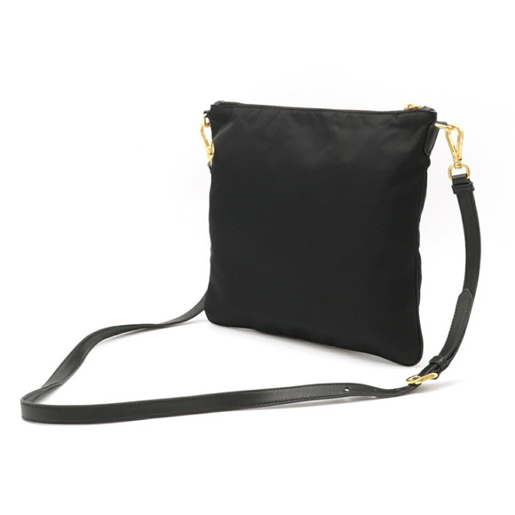 Prada Handbags - Prada Nero Motif Black Shoulder Nylon Leather Bag